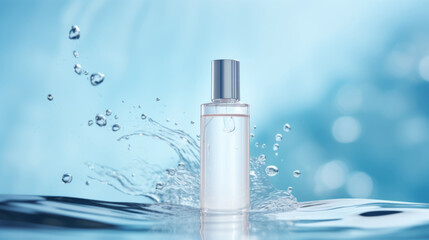 cosmetic makeup bottle lotion serum cream product with beauty fashion skincare healthcare mockup white water fresh background,  product with beauty fashion skincare healthcare mockup