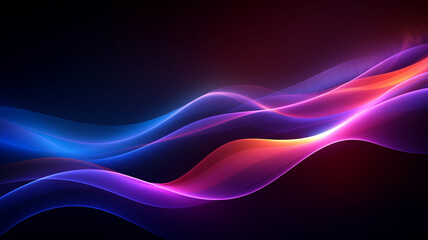 Abstract futuristic background with blurry glowing wave and neon lines