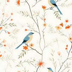 Obraz na płótnie Canvas A beautiful bird with beautiful Chinese tree patterns.