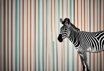 Zebra and striped background