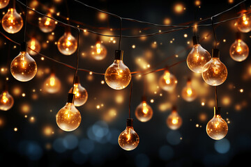 Fototapeta na wymiar Vector realistic isolated Christmas fairy lights for template decoration and layout covering on the transparent background. AI generative