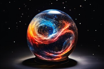 A galaxy in a glass sphere.