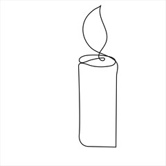 Continuous single line art drawing of candle and minimalist outline vector art drawing