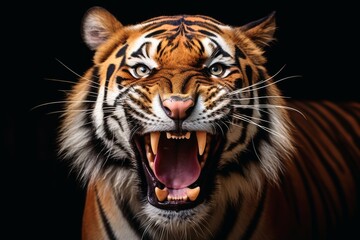 A roaring tiger portrait.