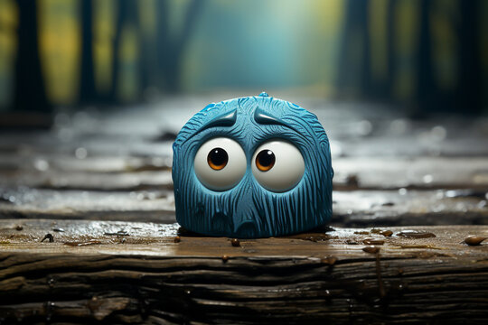 Blue And Sad Cartoon Character. Blue Monday