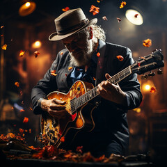 Obraz premium Rock musician with guitar