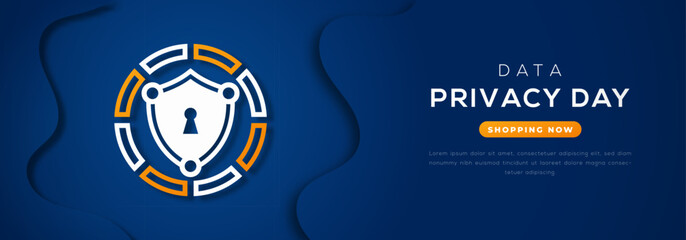 Data Privacy Day Paper cut style Vector Design Illustration for Background, Poster, Banner, Advertising, Greeting Card