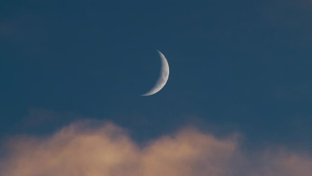 Romantic moon in the night winter sky