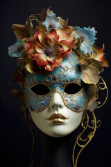 Masquerade mask with peacock feathers, , AI Generated