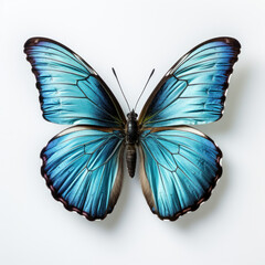 A beautiful Blue Butterfly with vibrant wings, isolated on a white background. Nature's art in flight, a celebration of color and beauty. ai generative