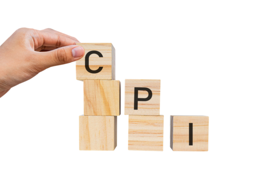 CPI - Consumer Price Index symbol on wooden blocks. isolated on white background. Business and CPI concept. Copy space.PNG	