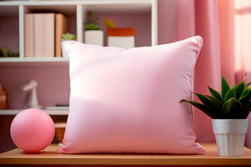 Valentine's Day Mockup. romantic mockup of a pink pillow in the interior