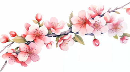 Plum blossoms, representing resilience and renewal, Chinese New Year symbols, watercolor style, white background, with copy space