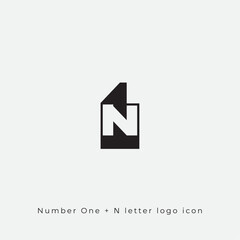 N1 or 1N Number one and N letter logo design minimal and clean