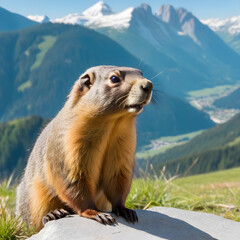 cute marmot in the mountains