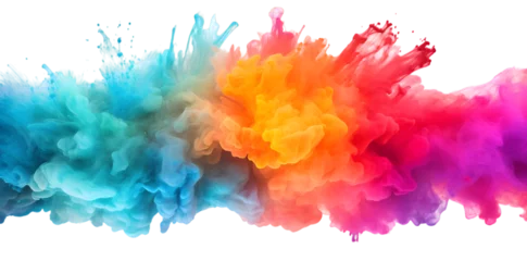 Foto op Canvas Colorful Explosion effect isolated on transparent background © Oksana