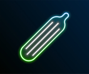 Obraz premium Glowing neon line Fresh cucumber icon isolated on black background. Colorful outline concept. Vector