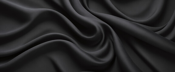 Fototapeta premium Abstract background of black crumpled fabric. Cloth with folds. Dark illustration. Generative AI