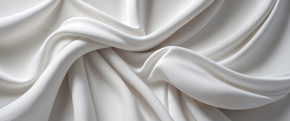 Abstract background of white crumpled fabric. Cloth with folds. Colorful illustration. Generative AI