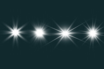 Illustration of bright beautiful light effects.Set of sparkling stars.	
