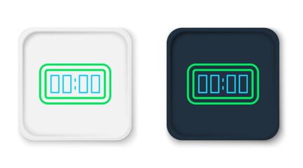 Line Digital alarm clock icon isolated on white background. Electronic watch alarm clock. Time icon. Colorful outline concept. Vector