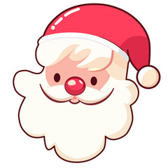 Cute winter Christmas Santa Claus head cartoon style in vector. flat design.