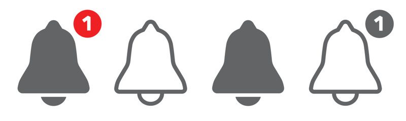 Notification bell icons. Incoming inbox message. Vector illustration