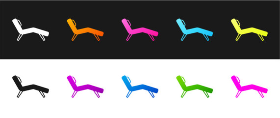 Set Armchair icon isolated on black and white background. Vector