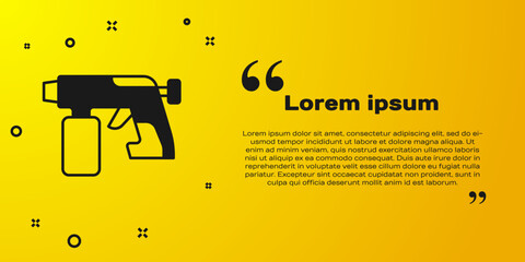 Black Paint spray gun icon isolated on yellow background. Vector