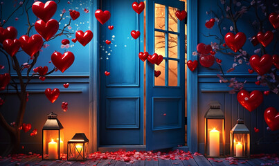Herzen zum Valentinstag - obrazy, fototapety, plakaty