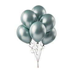 grey blue balloons isolated on transparent background cutout
