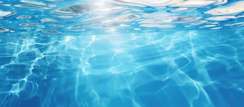 Reflective blue water in a pool Copy space image Place for adding text or design