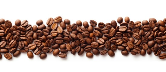 Roasted coffee bean frame white background suitable for texture Copy space image Place for adding text or design