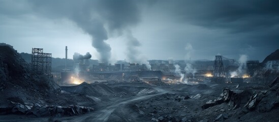 Open pit coal mining Copy space image Place for adding text or design - obrazy, fototapety, plakaty