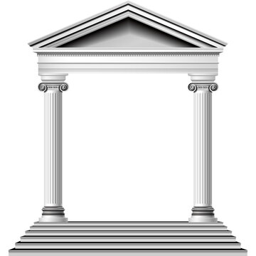 columns isolated on white Temple With Columns Stock Illustration .Ancient Roman Temple With Steps.Classical arch with Greek Ionic.