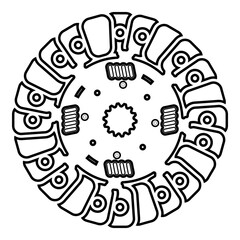 Car clutch disk cover cohesion transmission auto part plate kit repair service contour outline line icon black color vector illustration image thin flat style