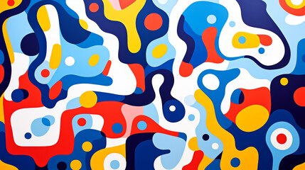abstract blue red and yellow doodle puzzle pattern backdrop
