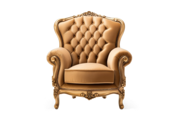Stylish comfortable armchair isolated on transparent background. Interior furniture