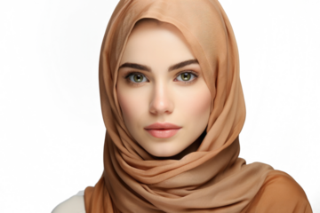 Portrait of beautiful muslim woman wearing hijab. Islamic woman isolated on white background