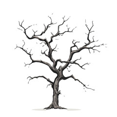 Dead tree standing on PNG transparent background for horror movies and Halloween festivals. - obrazy, fototapety, plakaty
