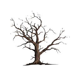 Dead tree standing on PNG transparent background for horror movies and Halloween festivals.