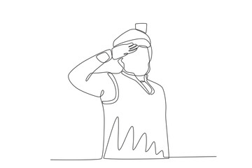 A gentleman of respect on India's Republic Day. Indian republic day one-line drawing