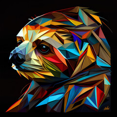 cubist sloth - obrazy, fototapety, plakaty