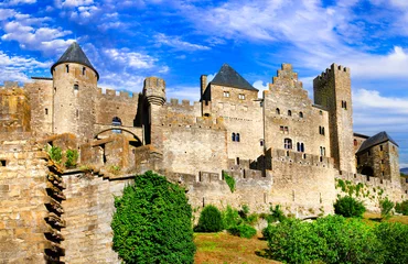 Gordijnen Carcassonne - biggest fortress in Europe, France © Freesurf