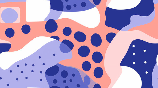 Minimalistischer Risograph-Druck mit geometrischen Formen in flachem Design, nahtloses Muster, nahtloser Hintergrund