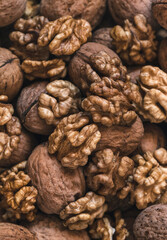 Walnut kernels background.