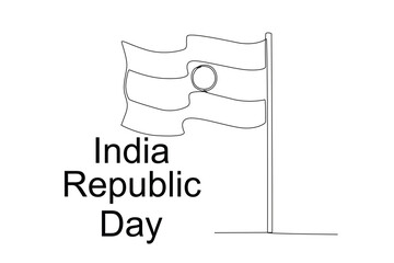 An illustration of the flag of India. Indian republic day one-line drawing