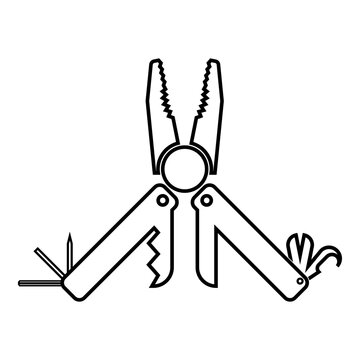 black outline multi-tool pliers clip art preview
