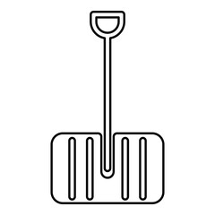 Winter snow shovel clearing contour outline line icon black color vector illustration image thin flat style