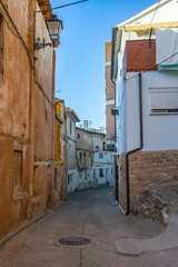 Fototapeta na wymiar View of a street in the village of Casas Bajas of Rincón de Ademuz in Spain, 2023